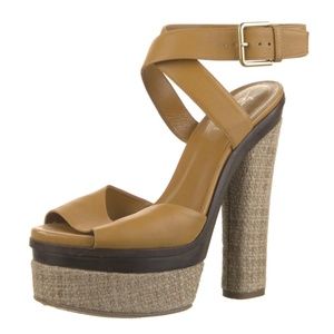 Yves Saint Laurent Leather and Jute platform sandals